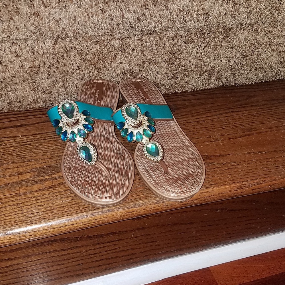 Turquoise Montego Bay jeweled sandals